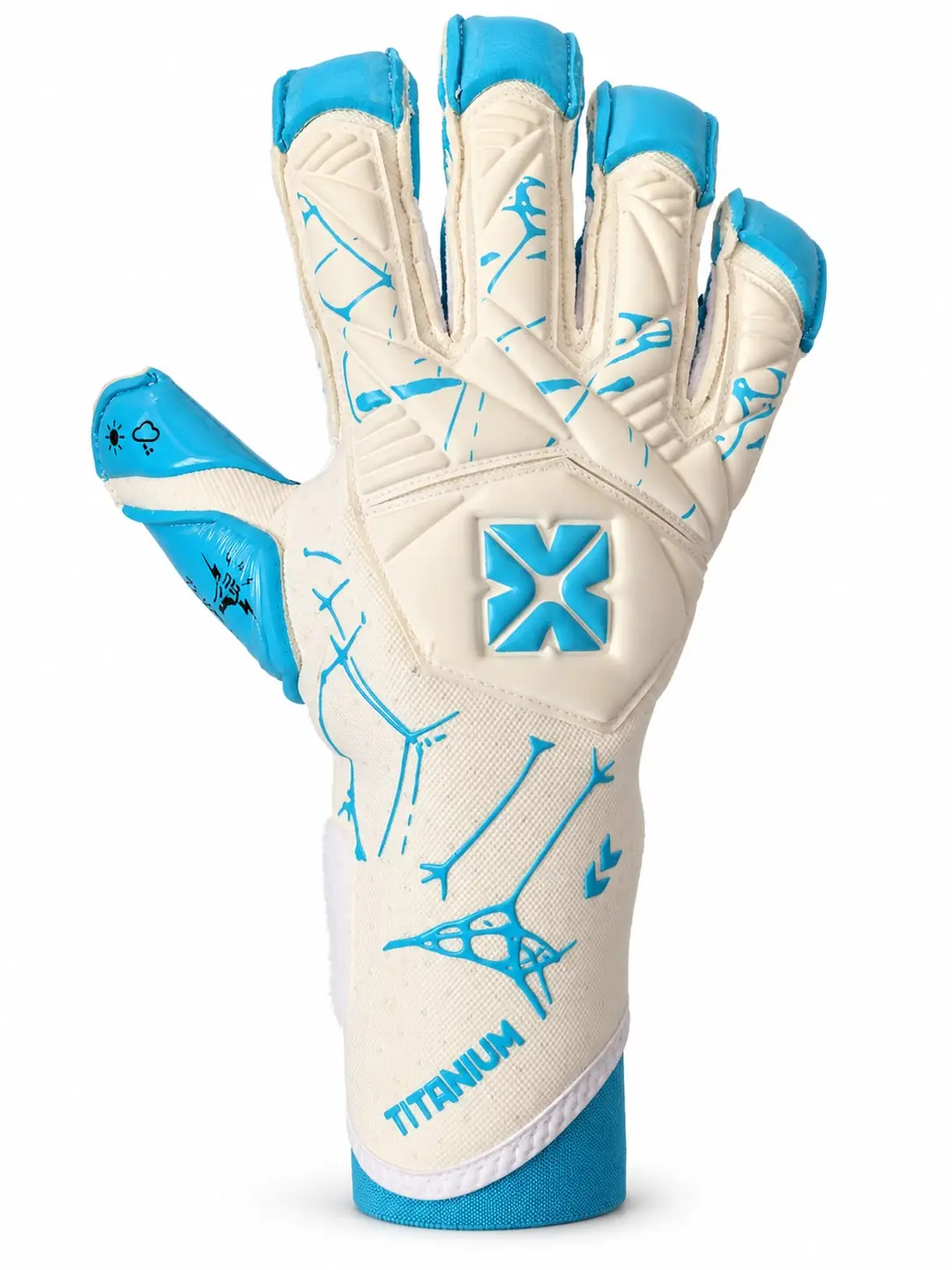 KX TITANIUM KEMİKLİ Profesyonel Kaleci Eldiveni - BEYAZ-AQUA