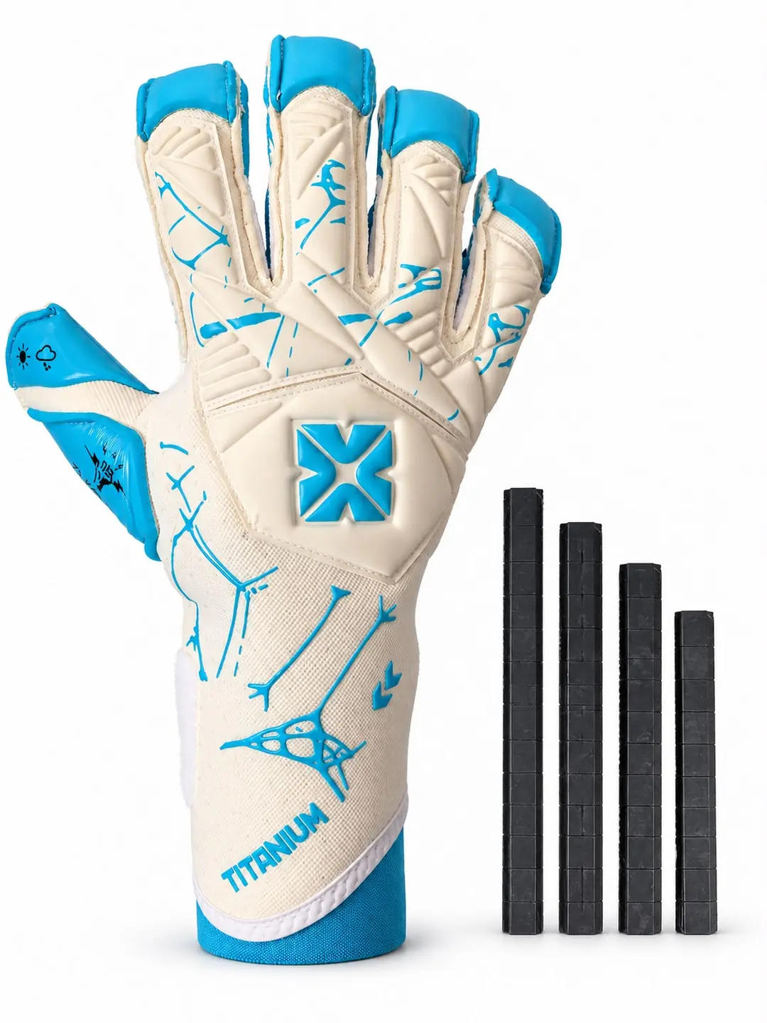 KX TITANIUM KEMİKLİ Profesyonel Kaleci Eldiveni - BEYAZ-AQUA