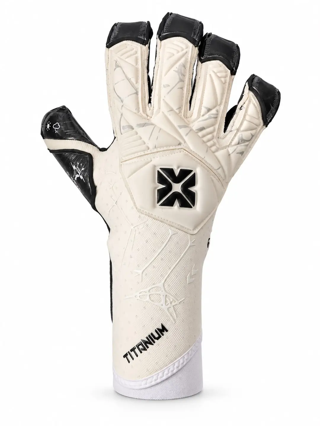 KX TITANIUM Profesyonel Kaleci Eldiveni - Beyaz-Siyah